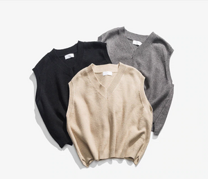[Korean Style] 3 Colors Hand Knitted V-neck Sweaters