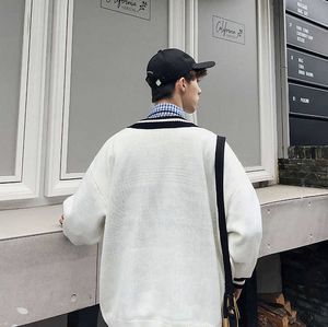 [Korean Style] Black/White V-neck Pullover Sweaters
