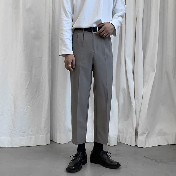 [Korean Style] Black / Gray Casual Straight Pants