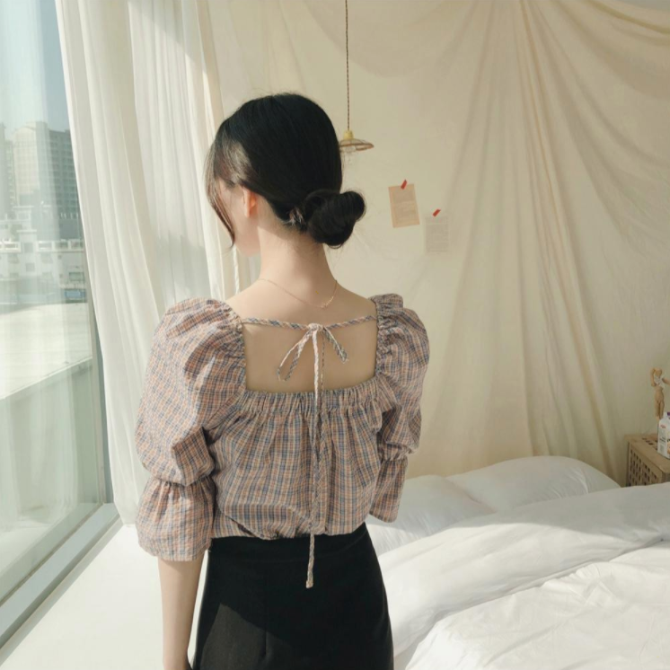 [Korean Style] Bow Linen Cotton Blouses
