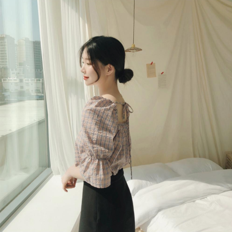 [Korean Style] Bow Linen Cotton Blouses