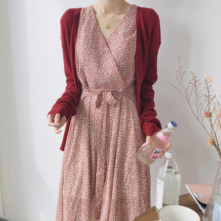 [Korean Style] Vemail Floral Print Midi Dress