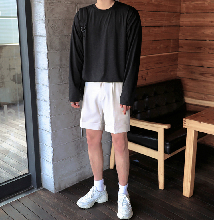 [Korean Style] Khaki Cuffs Short Pants – Ordicle
