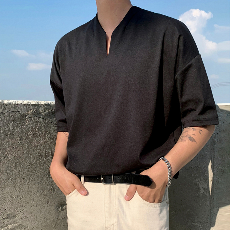 [Korean Style] Black Short-sleeved T-shirts