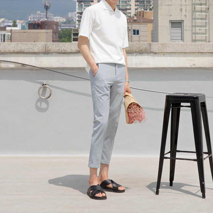 [Korean Style] White Turn-down Polo Shirts