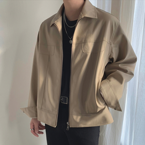 [Korean Style] 2 Colors Faux Leather Zip Jackets