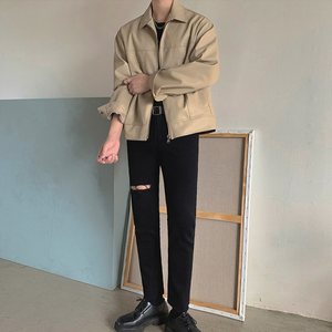 [Korean Style] 2 Colors Faux Leather Zip Jackets