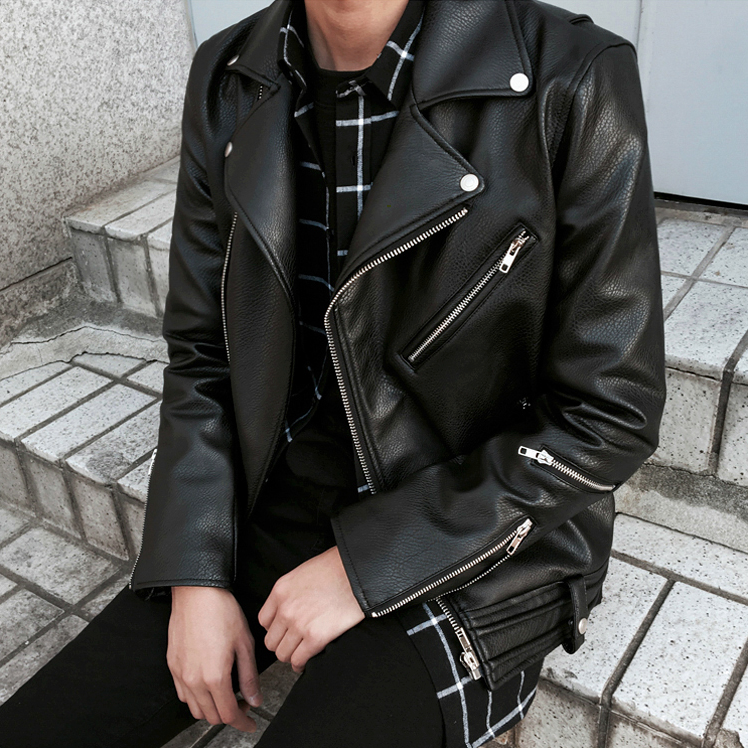 Leather jacket sales korean fashion