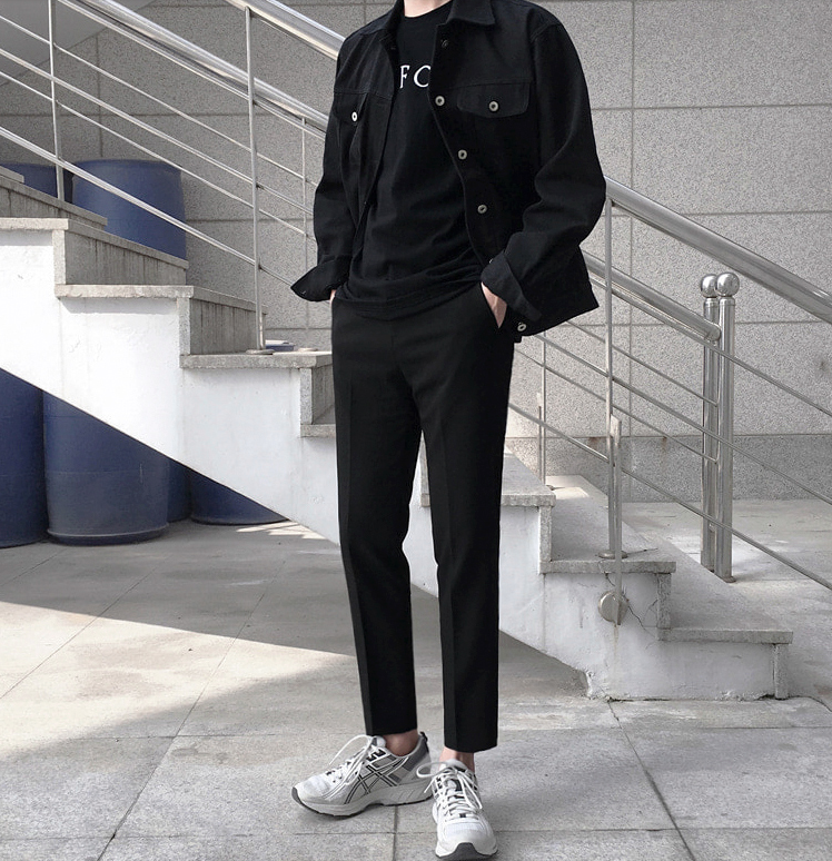[Korean Style] Stretch Cotton Solid Trousers