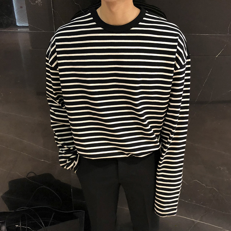 [Korean Style] Long-Sleeved Striped T-shirts