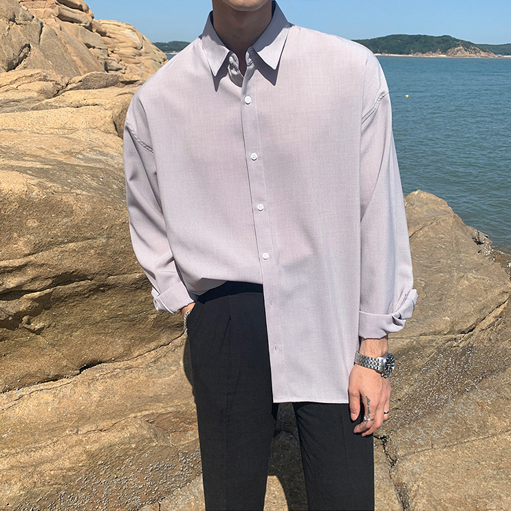 [Korean Style] 3 Colors Lapel Loose-Fit Shirts