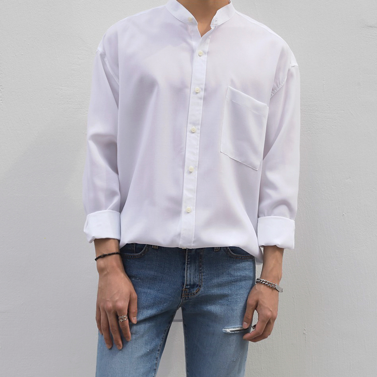[Korean Style] 3 Colors Mandarin Collar Shirts
