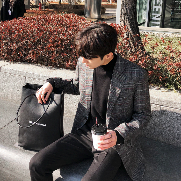 [Korean Style] Baro Striped Cotton Blazer