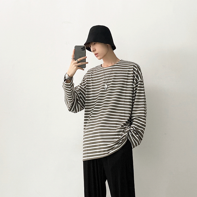 [Korean Style] 3 Colors Striped Long-sleeve Sweatshirts