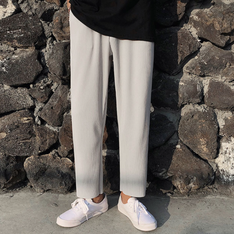 [Korean Style] Silk Elastic Waist Casual Pants