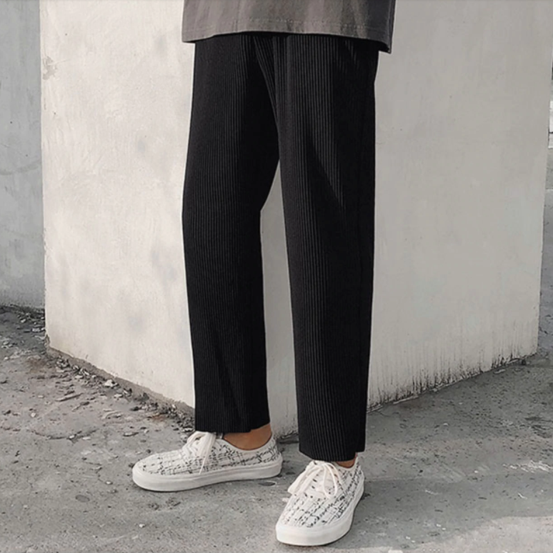 [Korean Style] Silk Elastic Waist Casual Pants