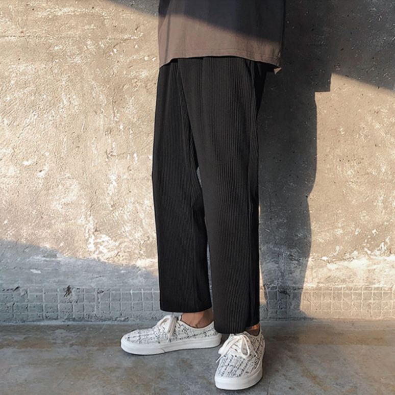 [Korean Style] Silk Elastic Waist Casual Pants