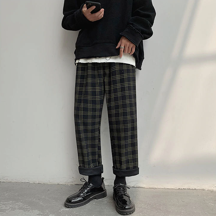 [Korean Style] Corduroy Retro Casual Plaid Pants