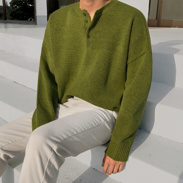 [Korean Style] 2 Colors Button Knitted Sweaters