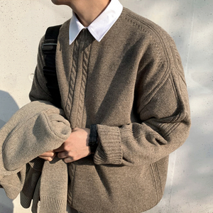 [Korean Style] Woolen Pattern-Knit Sweater