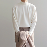 [Korean Style] 3 Color Jersey Turtleneck Sweater