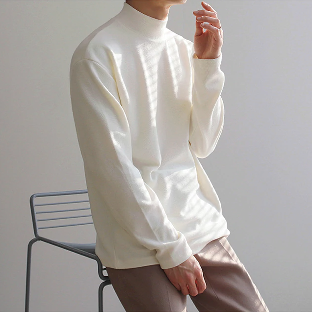 [Korean Style] 3 Color Jersey Turtleneck Sweater
