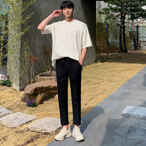 [Korean Style] 2 Colors Elastic Ankle-Length Pants