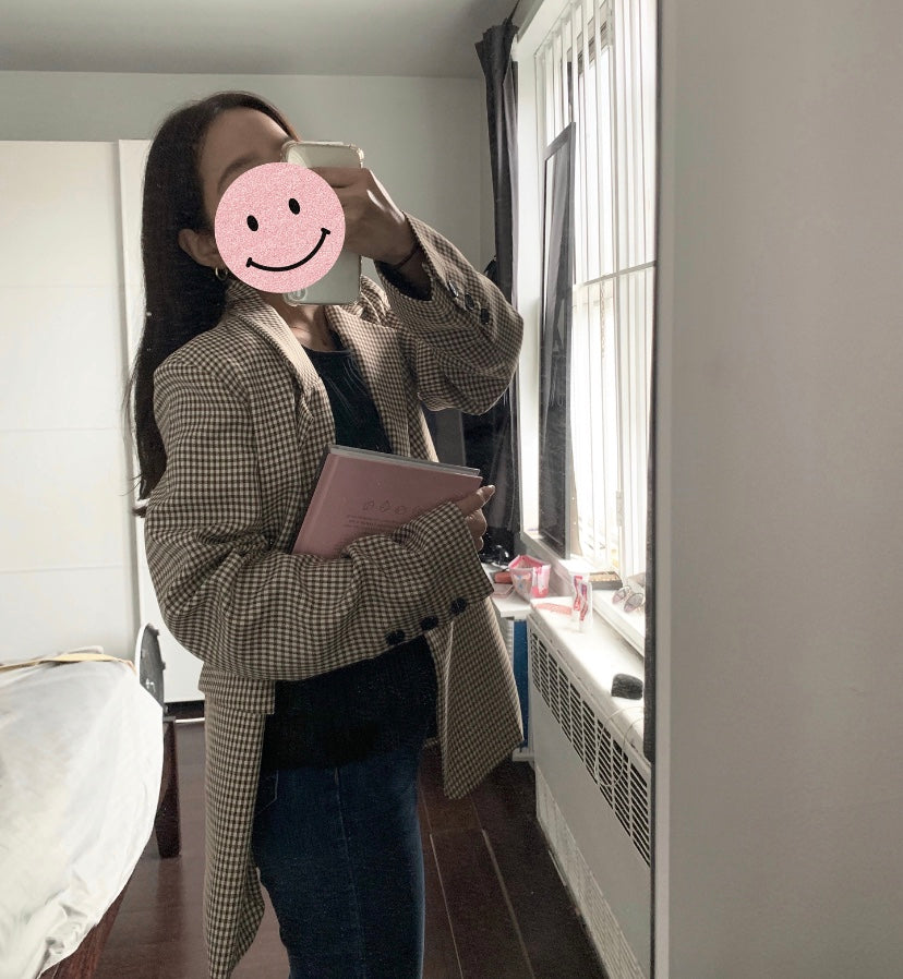 [Korean Style] Bellan Single Breasted High Quality Check Blazer