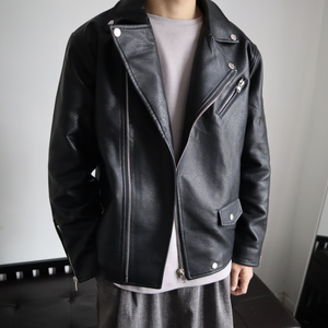 [Korean Style] Solid Black Rider Jackets
