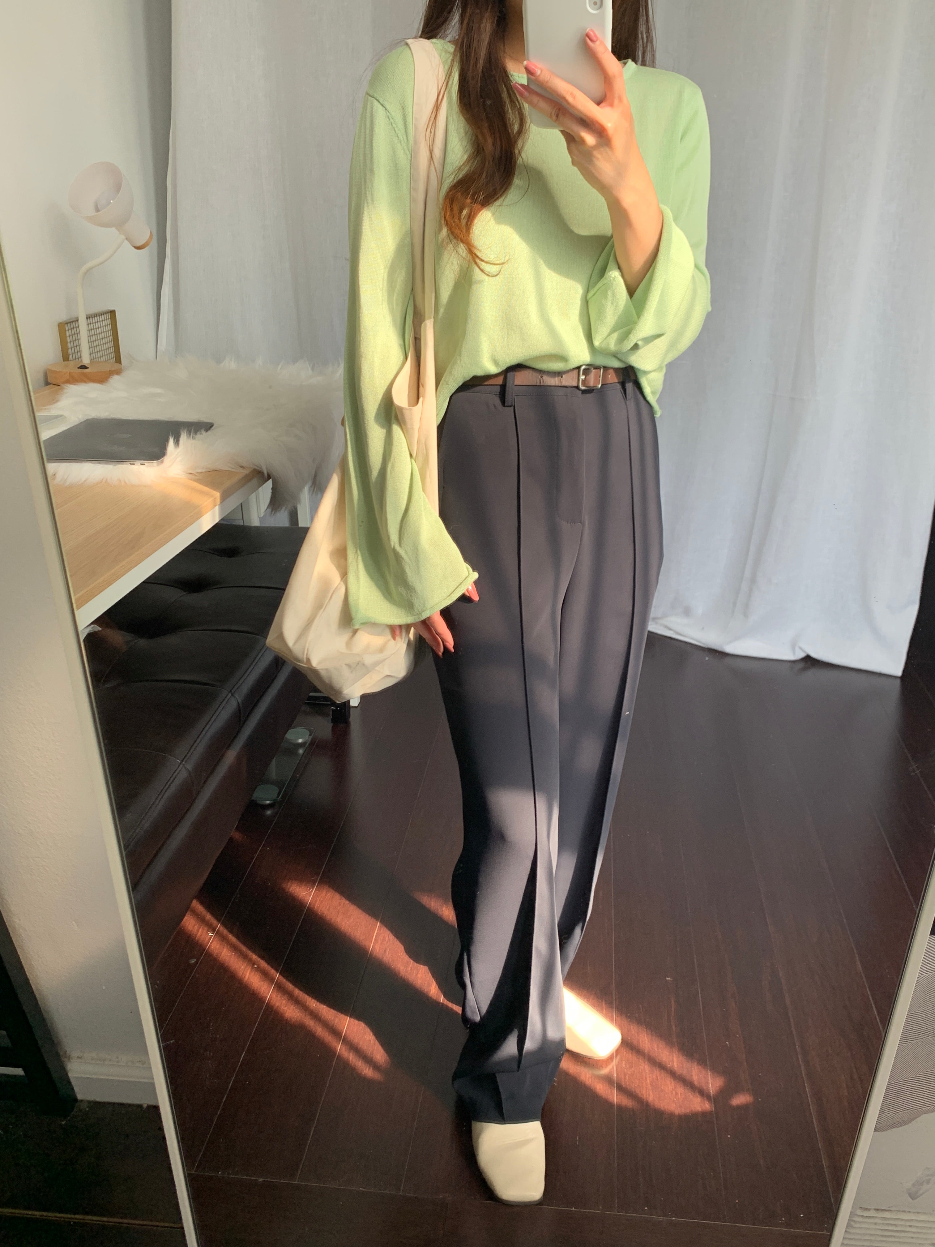 [Korean Style] Round Neck Solid Color Cropped Top