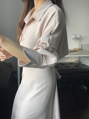 [Korean Style] Bouj Ribbon Maxi Shirt Dress