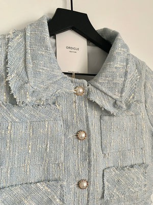 [Korean Style] Risette Cropped Tweed Jacket 2 Piece Set