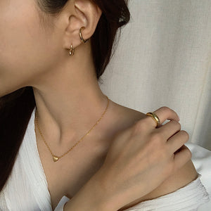 [Korean Style] 925 Silver Dainty Heart Shape Matte Finish Pendant Necklace