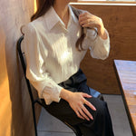 [Korean Style] Lolie Solid Color Wrinkled Blouse