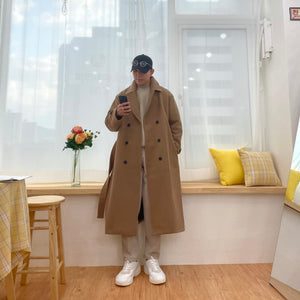 [Korean Style] Beige Soline Wool Double Coat