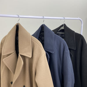 [Korean Style] Beige Soline Wool Double Coat