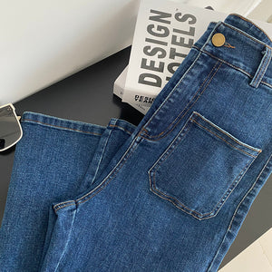 [Korean Style] High Waisted Pocket Bootcut Flare Jeans