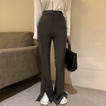 [Korean Style] High Waist Slim Fit Flare Trouser w/ Slit