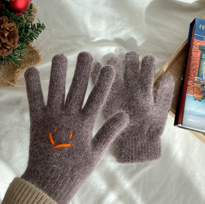 [Korean Style] Wool Blended Smilie Face Women Gloves
