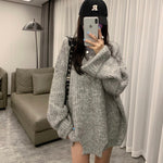 [Korean Style] Gray Round Neck Oversized Chunky Sweater