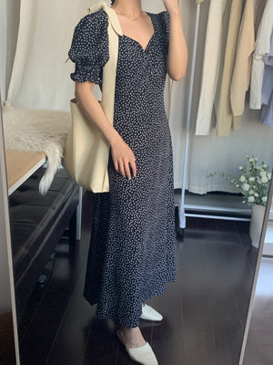 [Korean Style] Tasee Puff Sleeve Floral Maxi Dress