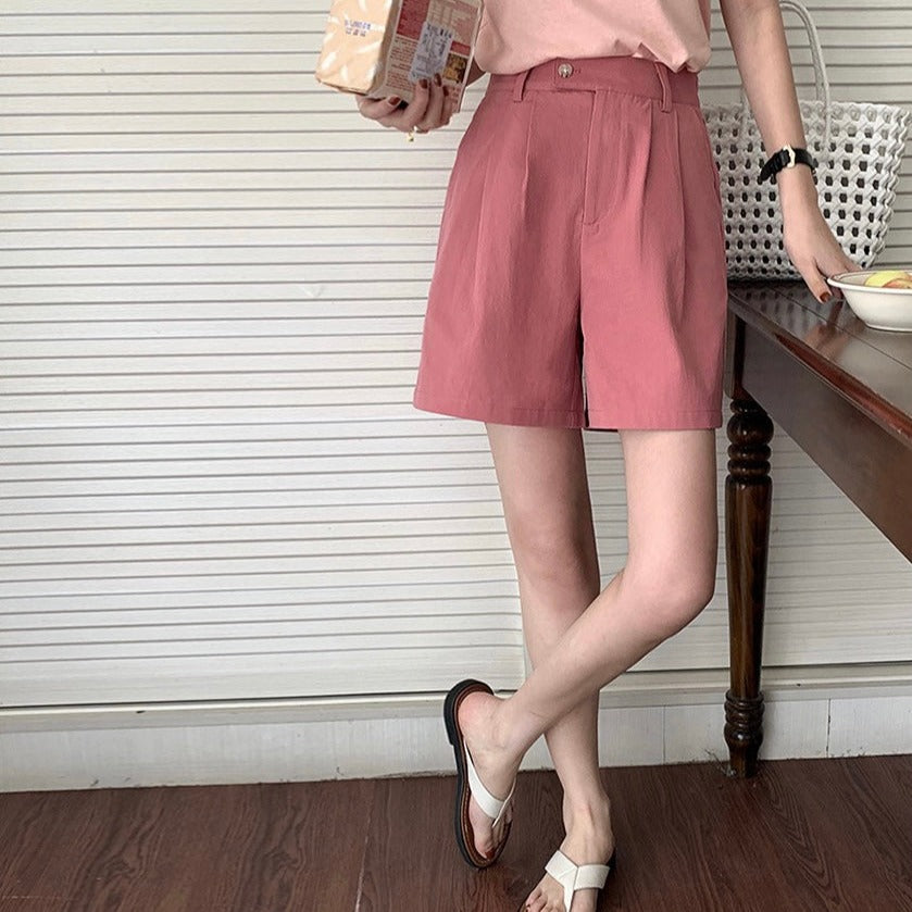 [Korean Style] 3 Colors Cinched Waist Pleated Dress-up Shorts