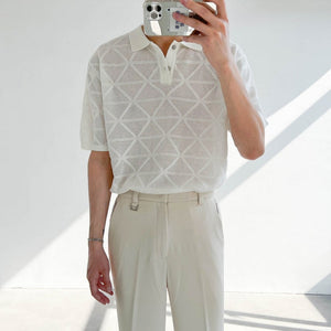 [Korean Style] White/Black Hollow Out Polo shirts