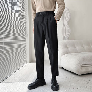 [Korean Style] Beige/Black Slim-Fit Casual Pants