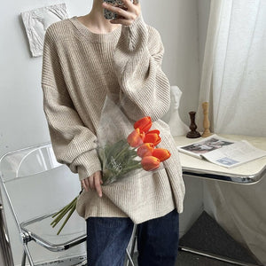 [Korean Style] Khaki/Grey Loose Wool Sweaters