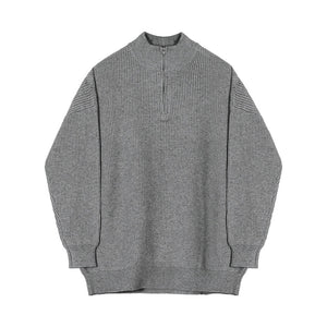 [Korean Style] 2 Colors Oversized Wool Zip Sweaters