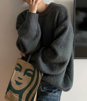 [Korean Style] 3 colors Wool Oversize Knitted Pullover Sweaters