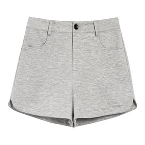 [Korean Style] Solid Color High Waist Button-up Sweat Shorts
