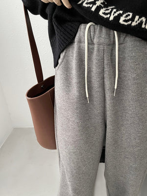 [Korean Style] 3 Color Drawstring Fleeced Thick Sweatpants