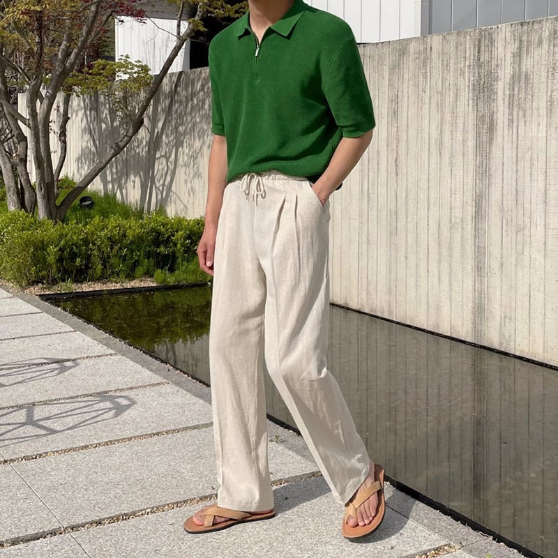 [Korean Style] Khaki Linen Casual Pants